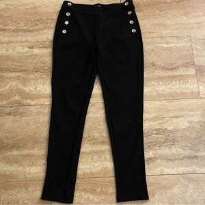 Maze Collection Black Pants with Silver Button Accents